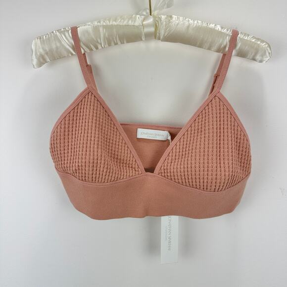Jonathan Simkhai Crop Top Bralette Waffle Knit Cotton Rose Pink Medium NWT - Picture 4 of 11